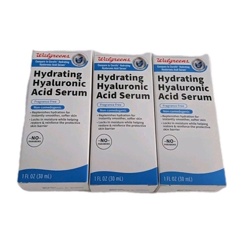 (3 Boxes) NEW Hydrating Hyaluronic Acid Serum 1 fl oz Fragrance Free Exp  9/2026